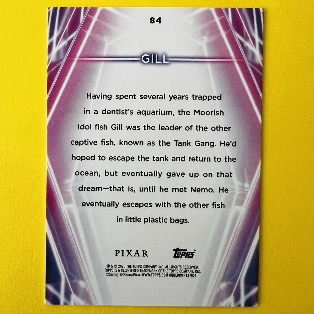 2026 Topps Disney Neon Gill #84 Pixar Base‎ Card